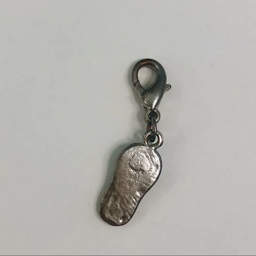 flip flop charm blue pink and clear stones lobster‎ hook dangle charm